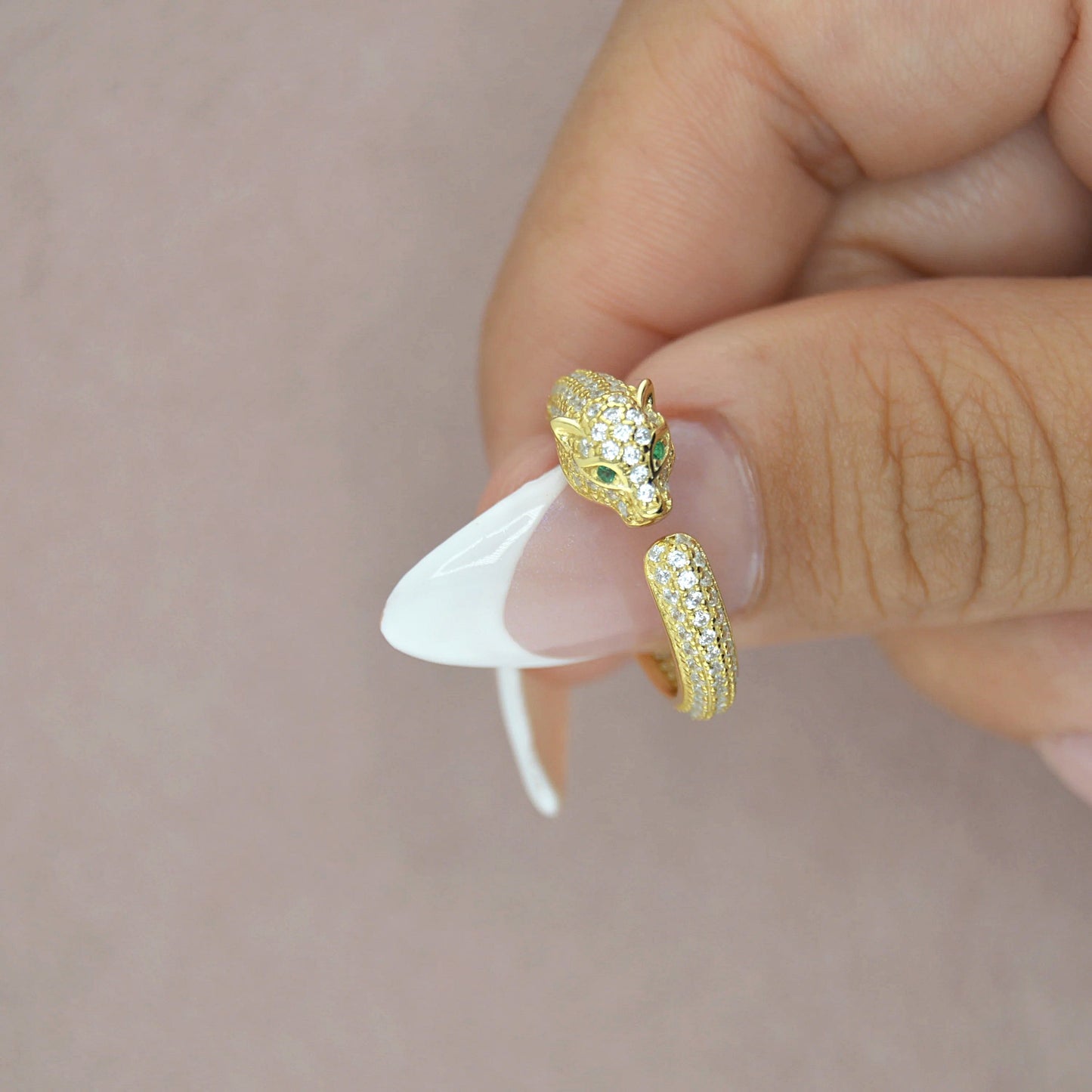 18K Gold Plated over 925 Sterling Silver Jaguar Band Ring