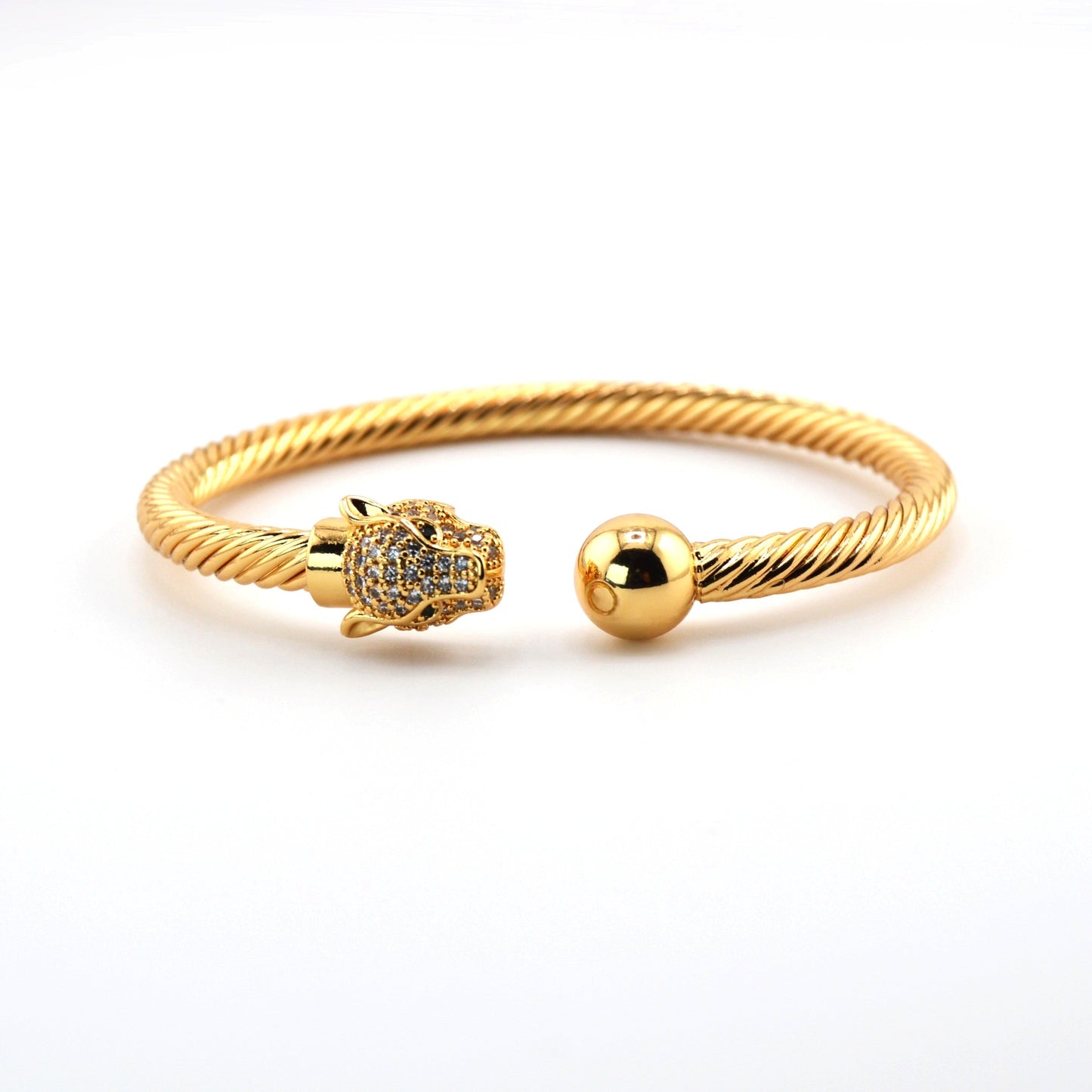 18K Gold Filled Jaguar Bangle Cuff Twisted Bracelet