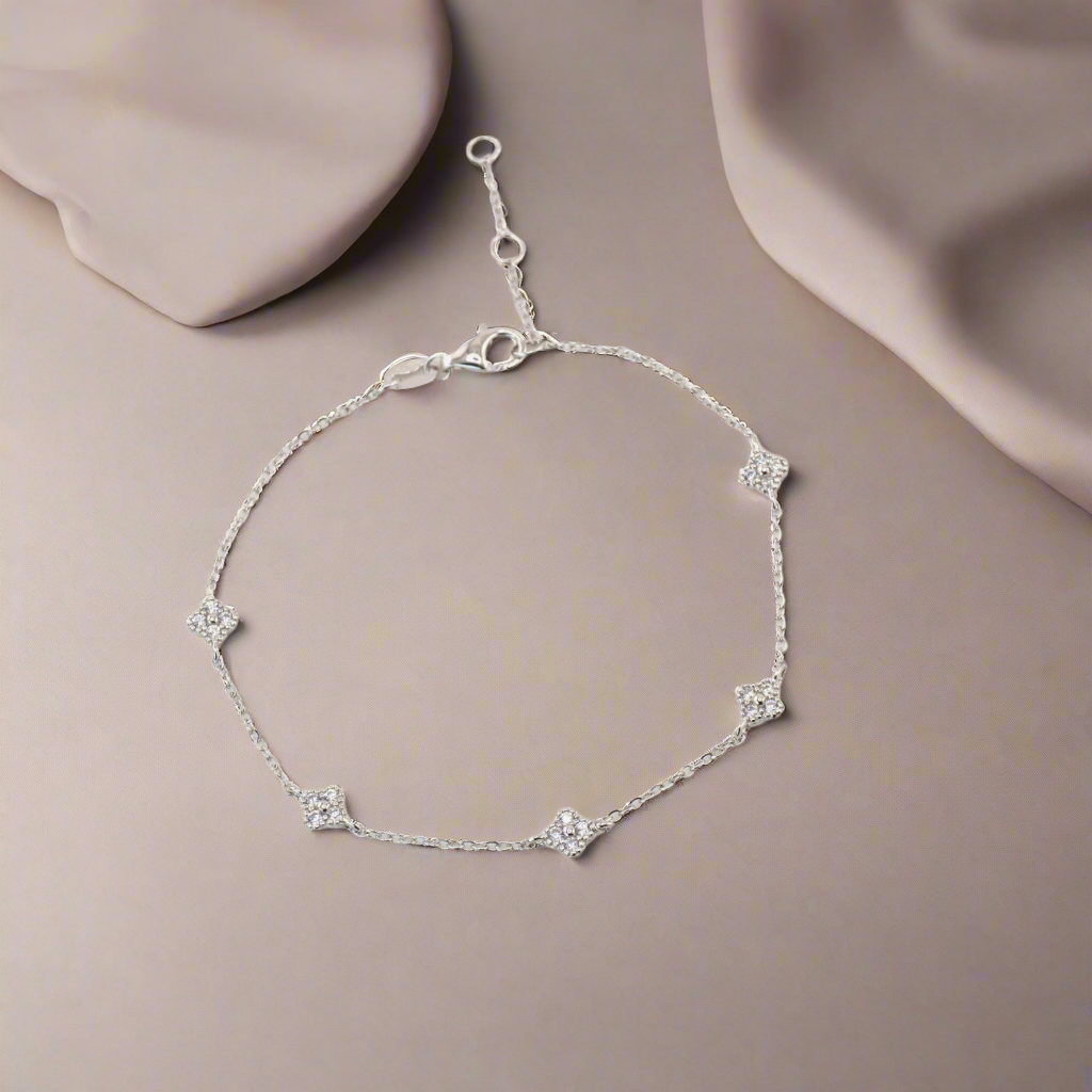 18K Gold Plated 925 Ster Dainty Clover Bracelet