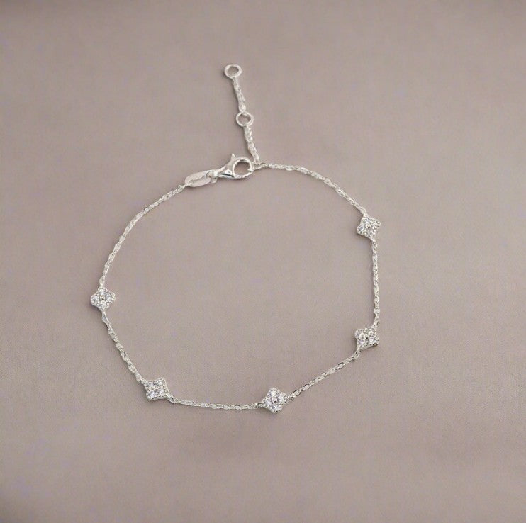 18K Gold Plated 925 Ster Dainty Clover Bracelet