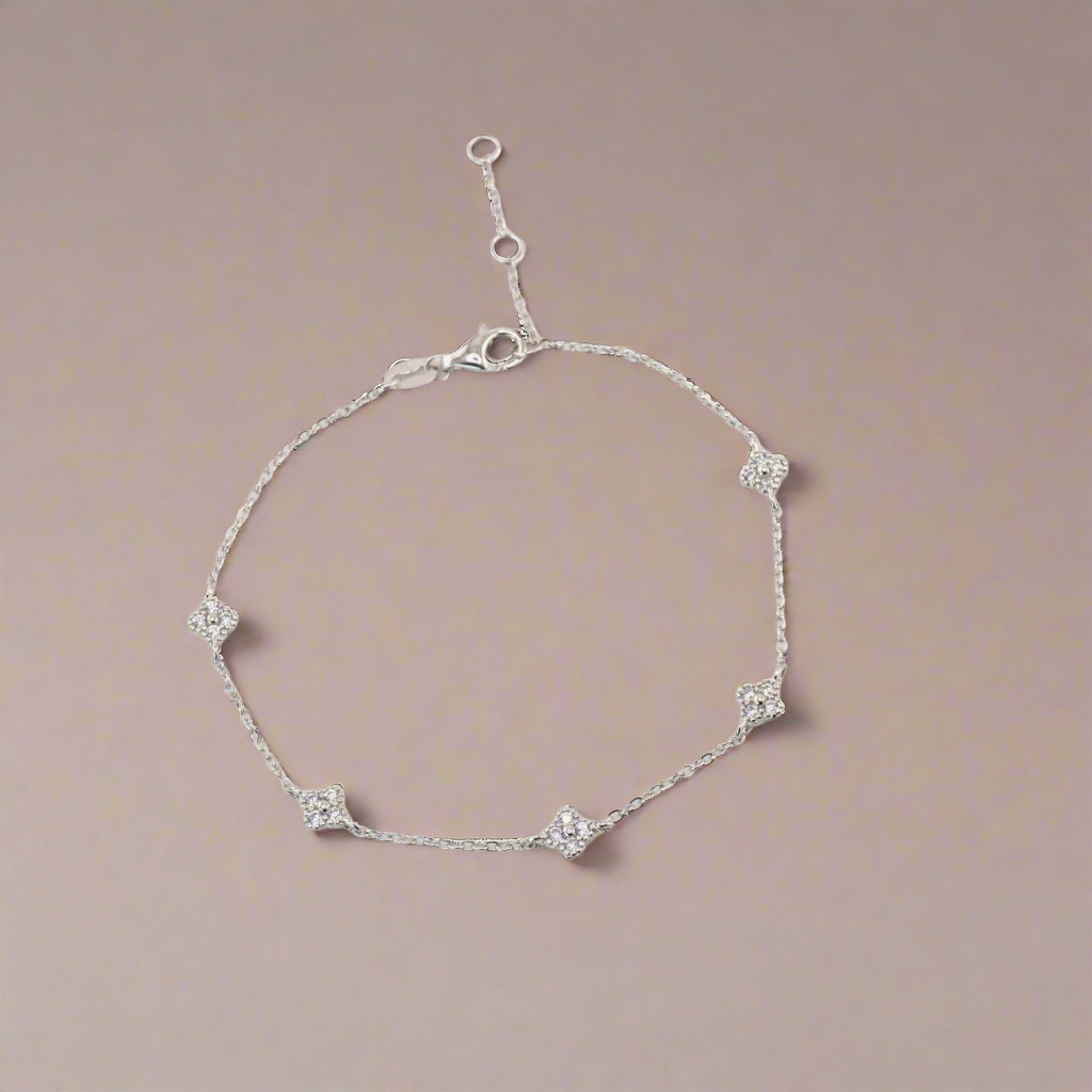 18K Gold Plated 925 Ster Dainty Clover Bracelet