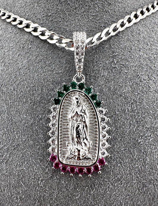 925 Sterling Silver Virgin Mary/ Our Lady of Guadalupe Multicolor Necklace