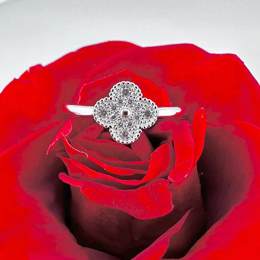 925 Sterling Silver Clover Four Leaf Ring