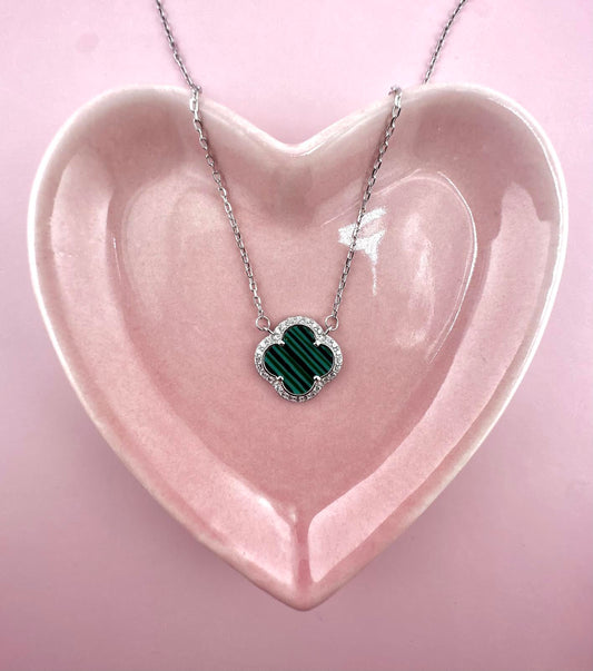 Green Malachite Clover Necklace