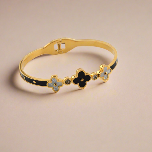 Stainless Steel Clover Bangle Bracelet