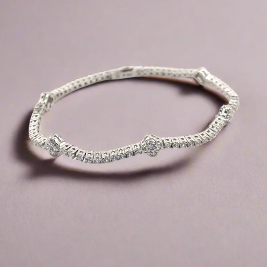 925 Sterling Silver Clover Tennis Bracelet