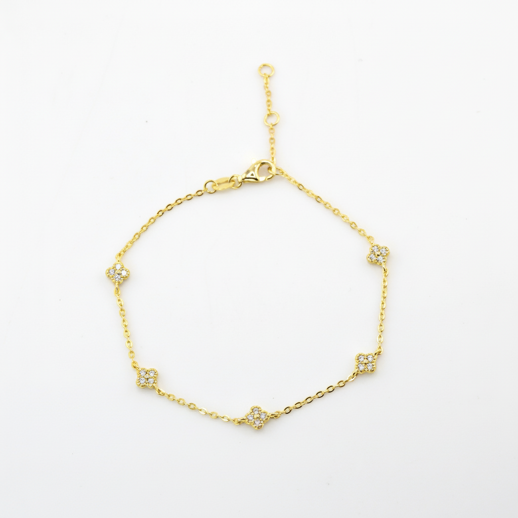 18K Gold Plated 925 Ster Dainty Clover Bracelet