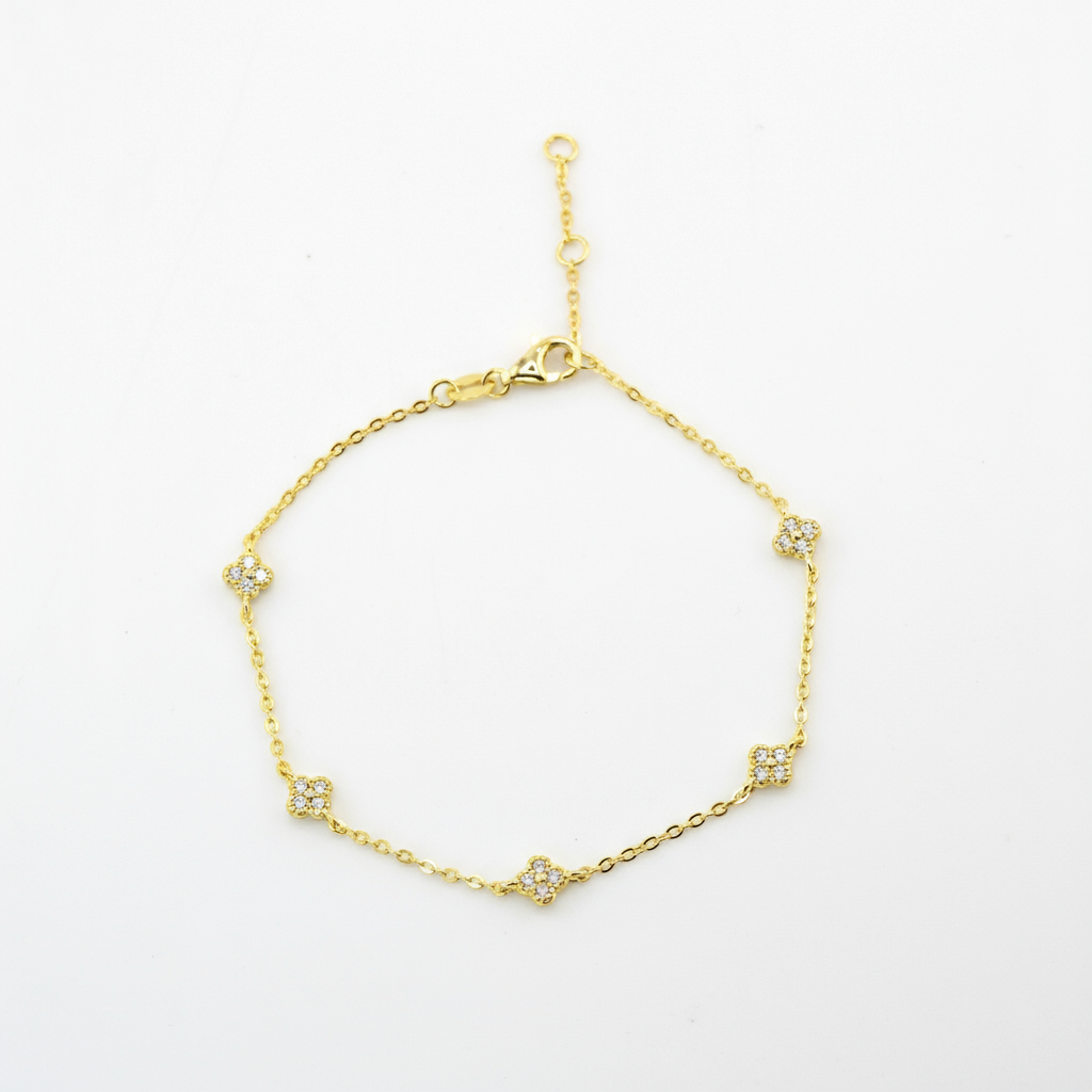 18K Gold Plated 925 Ster Dainty Clover Bracelet