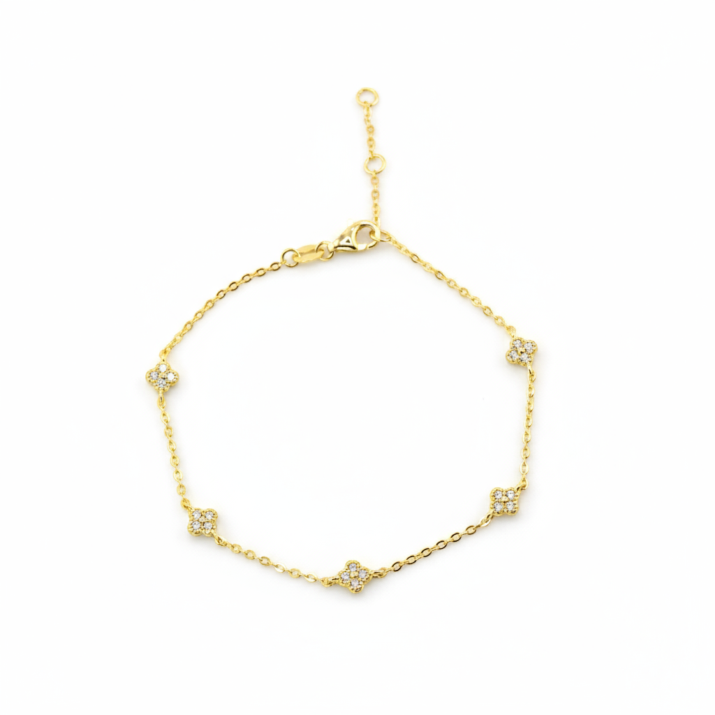 18K Gold Plated 925 Ster Dainty Clover Bracelet