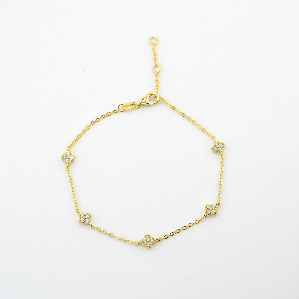 18K Gold Plated 925 Ster Dainty Clover Bracelet