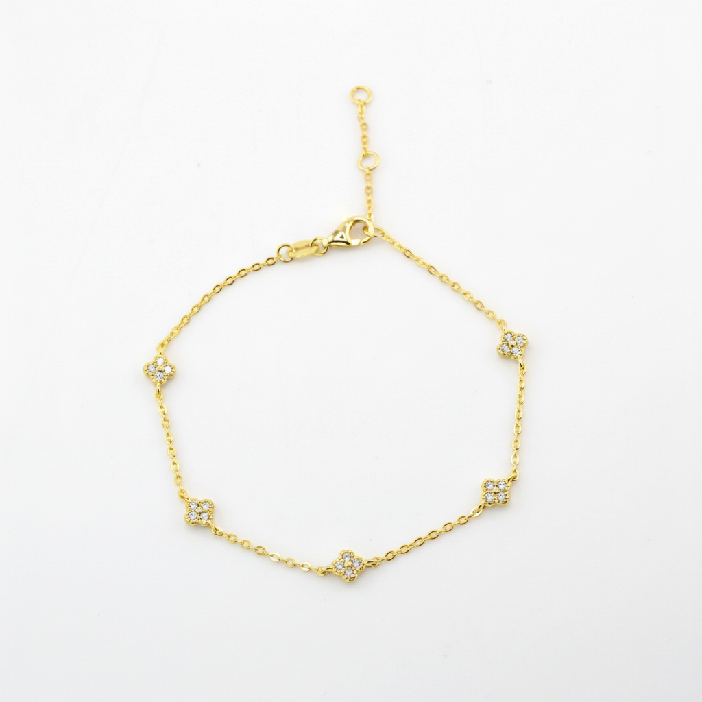 18K Gold Plated 925 Ster Dainty Clover Bracelet