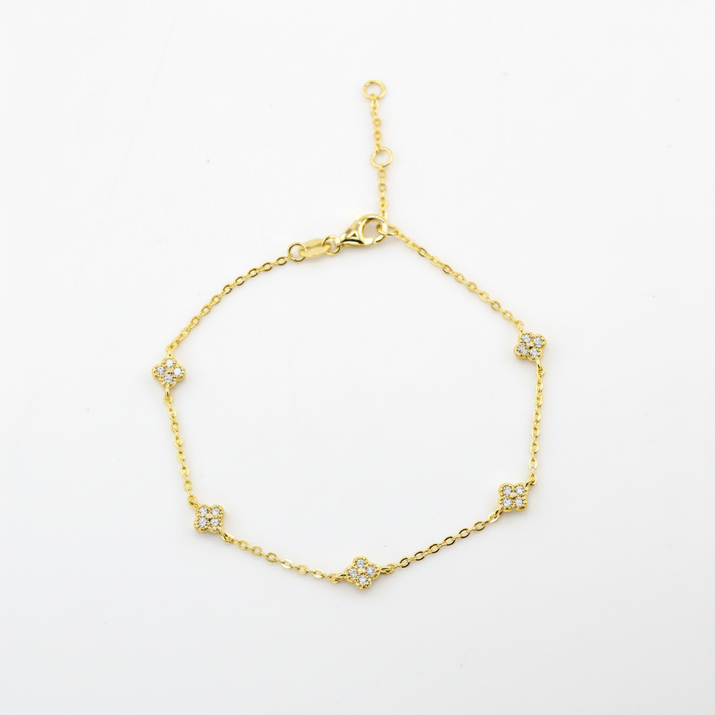 18K Gold Plated 925 Ster Dainty Clover Bracelet