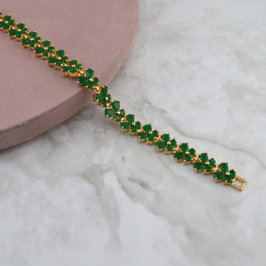 Gold Filled Green Butterfly CZ Bracelet