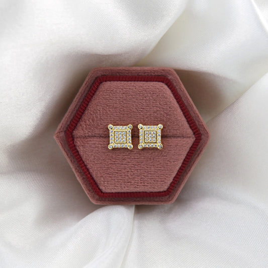 925 Sterling Silver Dainty Square Screw Stud Earrings