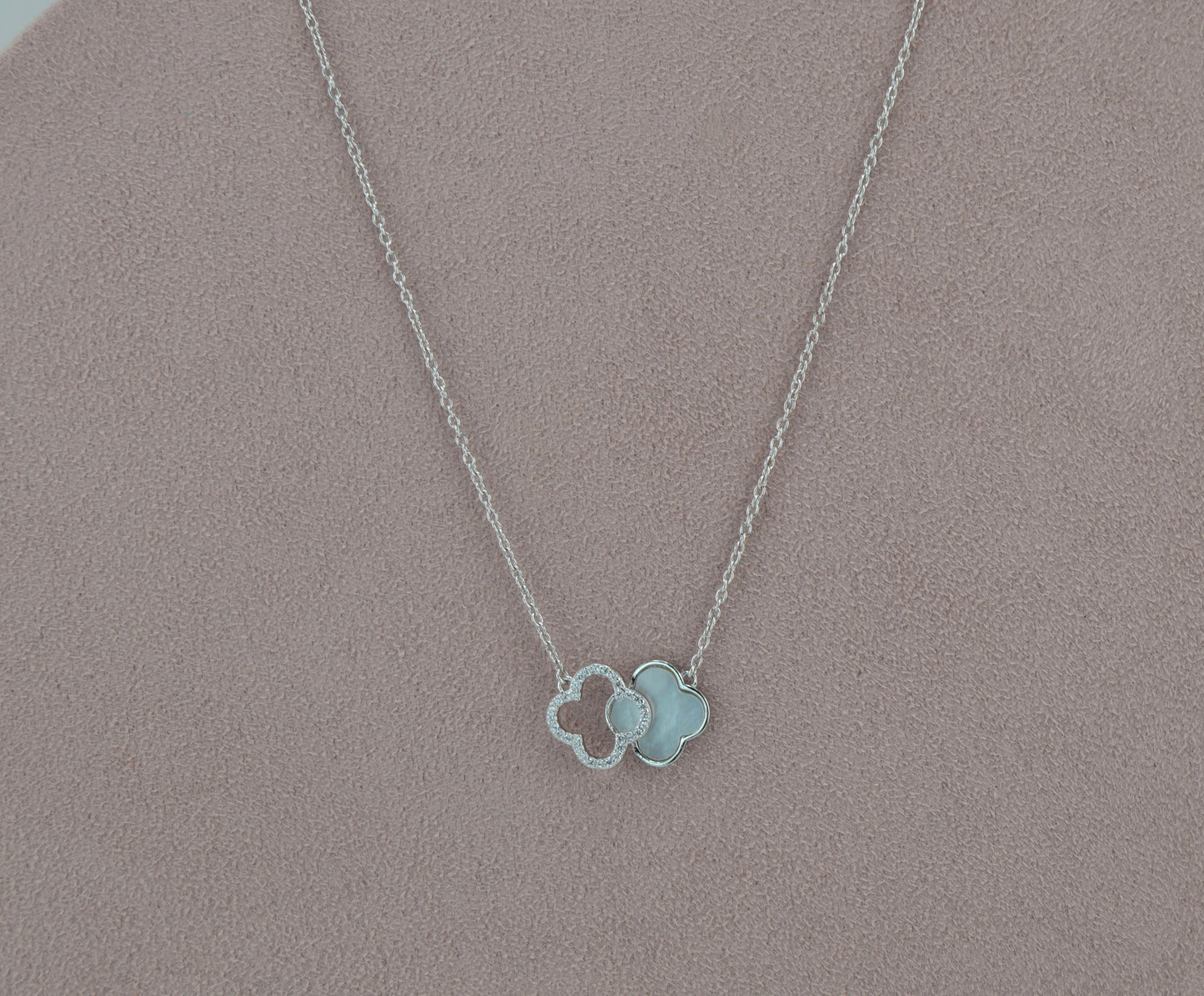 925 Sterling Silver Double Clover Necklace