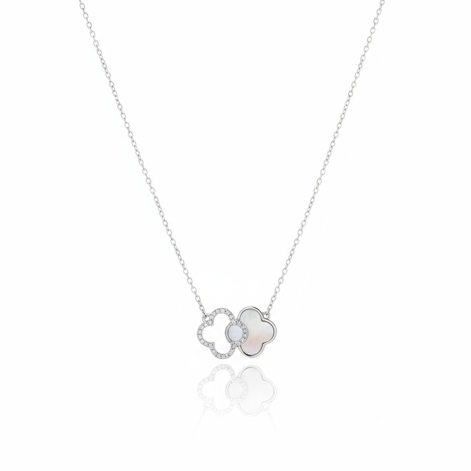 925 Sterling Silver Double Clover Necklace