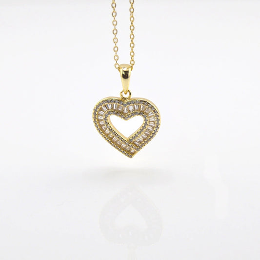 18K Gold Plated over 925 Sterling Silver Love Heart Necklace