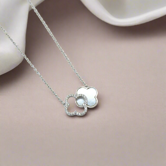 925 Sterling Silver Double Clover Necklace