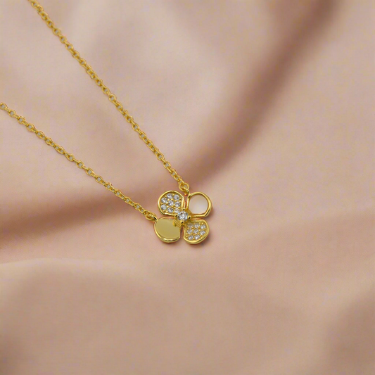 18K Gold Plated over 925 Sterling Silver Clover Necklace