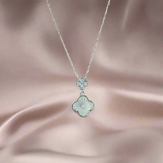 925 Sterling Silver Double Clover Necklace