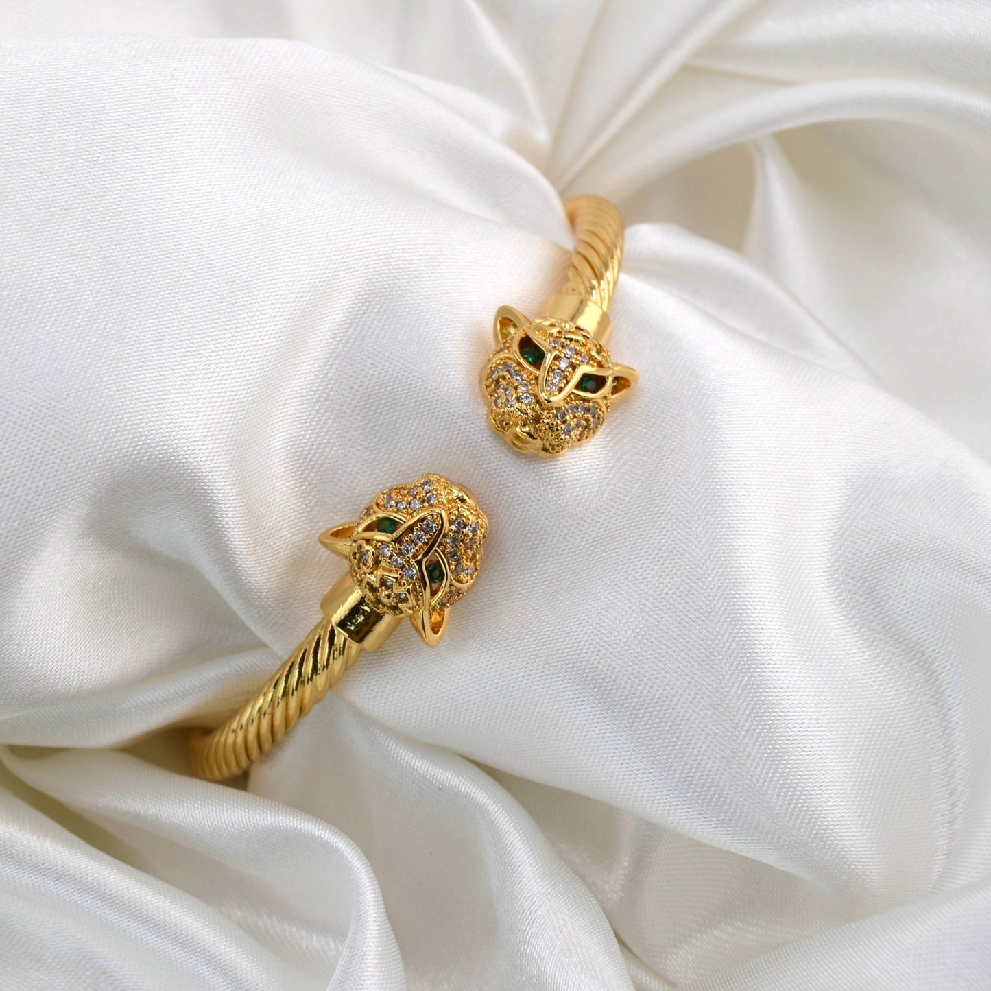 18K Gold Filled Double Leopard Twisted Bangle Bracelet