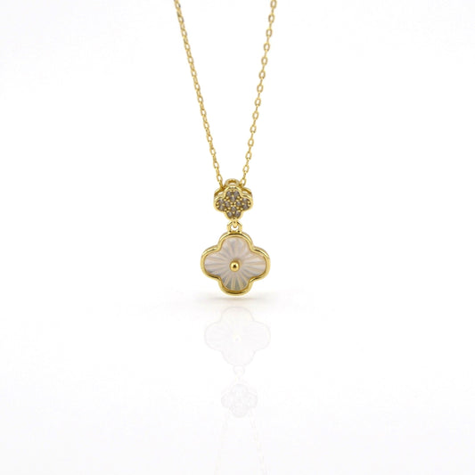 18K Gold Plated over Double Clover Necklace