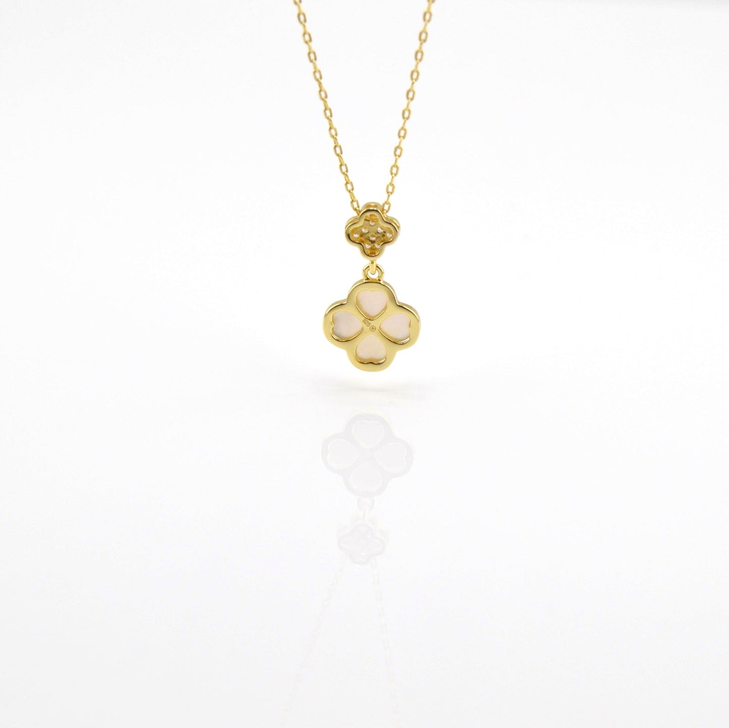 925 Sterling Silver Double Clover Necklace