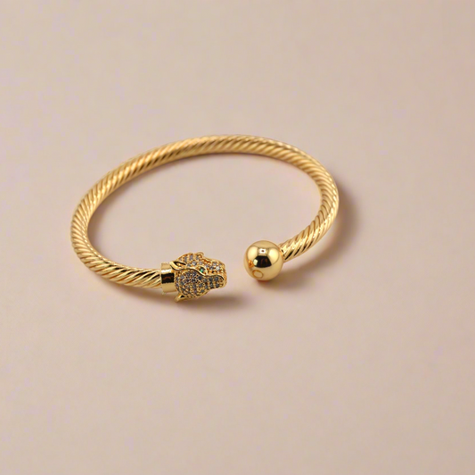 18K Gold Filled Jaguar Bangle Cuff Twisted Bracelet
