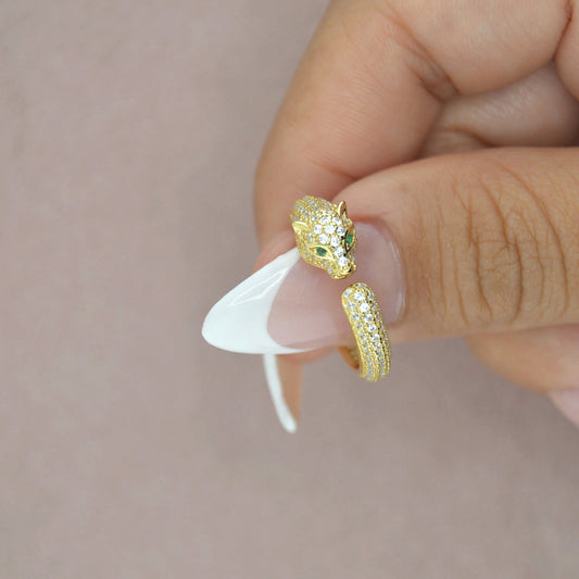 18K Gold Plated over 925 Sterling Silver Jaguar Band Ring